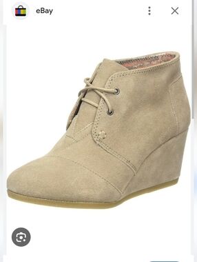 Toms Beige Suede Desert Wedge Ankle Boots
